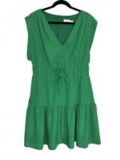 Eliza J Green Obi V Neck Dress Sz 16 Sleeveless Cute Spring