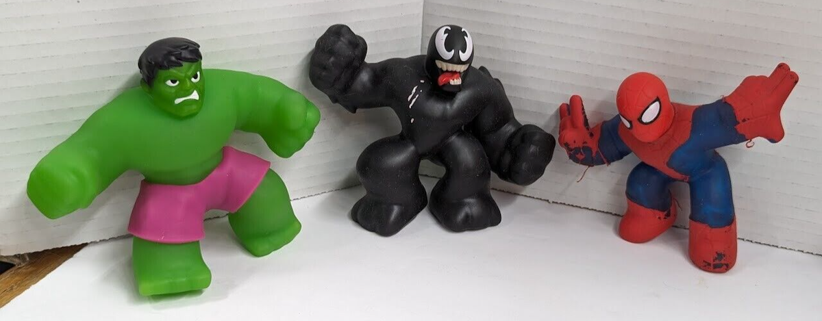 3 Heroes Of Goo Jit Zu Marvel Hulk Spider-Man Venom Figure Moose