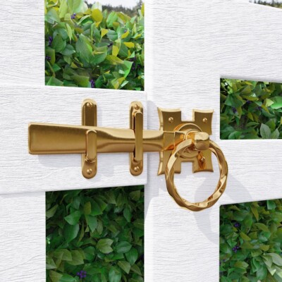 Gate Latch Set Solid Brass Ring Twist 7.25 ''L Heavy Duty Renovators Supply