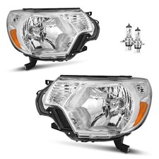 Pair Headlights For 2012-2015 Toyota Tacoma Pickup Halogen Headlamps W Bulbs