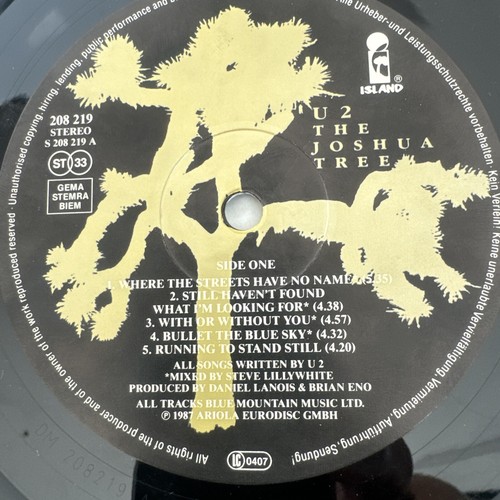 u2 the joshua tree LP. 1987. Nr. 208 219 - Foto 6 di 8
