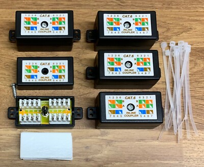 5 x Cat6 Inline IDC Punchdown Kabel Leitung Kupplung Verbinder Anschluss Box schwarz