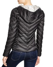 Laundry By Shelli Segal Hooded Puffer Jacket Coat S, Black/silver Was $240