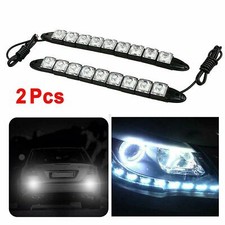 2 X 12V Bright Ice Blue 9 LED Chrome Housing Daytime Running Lights Fog Lamps