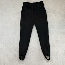 Vintage Fera Skiwear Ski Pants Womens 10 R Black Stretch Stirrup Legs Ski 0008