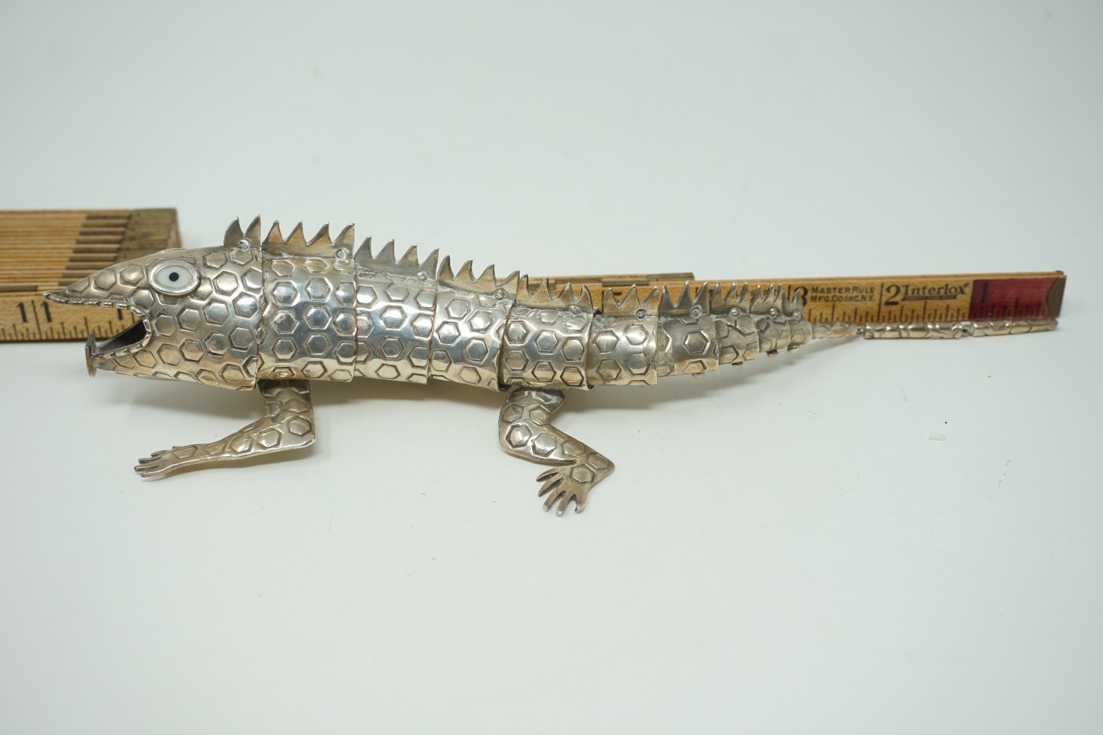 Vintage Emilia Castillo Mexico Silver Inlay IGUANA LIZARD Gekko Bottle Opener