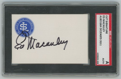 #ad Ed Macauley 2011 12 St. Louis Hall of Fame Cut Signature Authentic Auto SGC $27.00