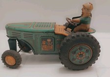 Japanese Tin Litho Tractor MCM Green With Pristine Graphics