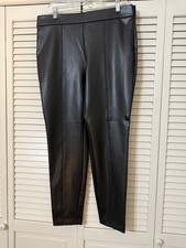 TALBOTS NWT 169 Solid Black Faux Vegan Leather Tapered Pants Size 12