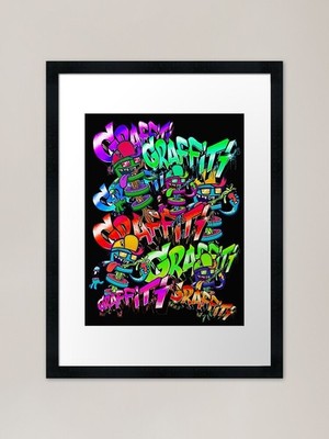 Graffiti Arbeit gerahmter Kunstdruck gerahmtes Wandbild Poster Leinwanddruck Bild
