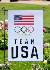 18&rdquo; x 12&rdquo; USA Games Flags Team USA Olympic Rings Double Sided Garden Flag Banner