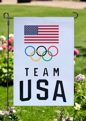 18  x 12  USA Games Flags Team USA Olympic Rings Double Sided Garden Flag Banner