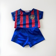 BUILD A BEAR WORKSHOP SOCCER OUTFIT SHORTS  SHIRT 97 BLUE RED 2 PCS RETIRED 