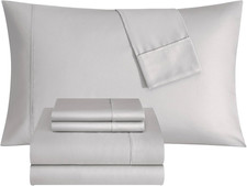 1500 Thread Count King Sheet Set, 6 Pieces, Gray, Cotton Rich