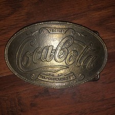 Coca Cola Belt Buckle Advertising Brass Plated 5 Cents at Fountains Vintage