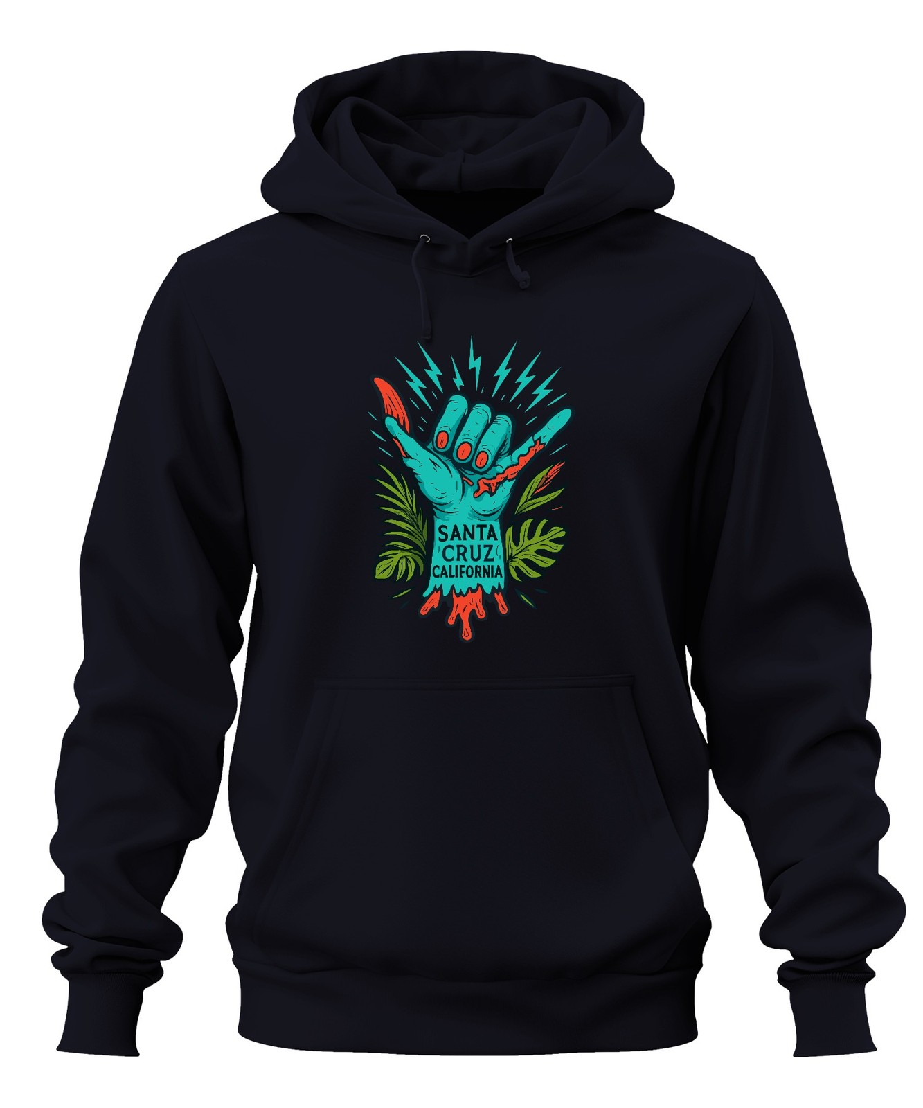 Santa Cruz California Shaka Zombie Hand Tropical Vintage Skate Unisex Hoodie Hooded