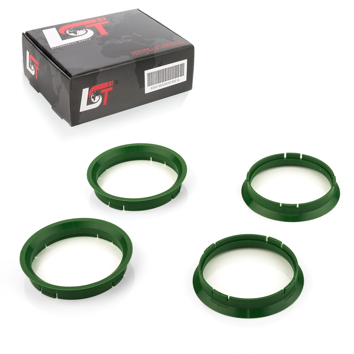 4x Distance Rings Centering Green Alloy Wheels Ø 72,5 MM - Ø 67,1 for Mini