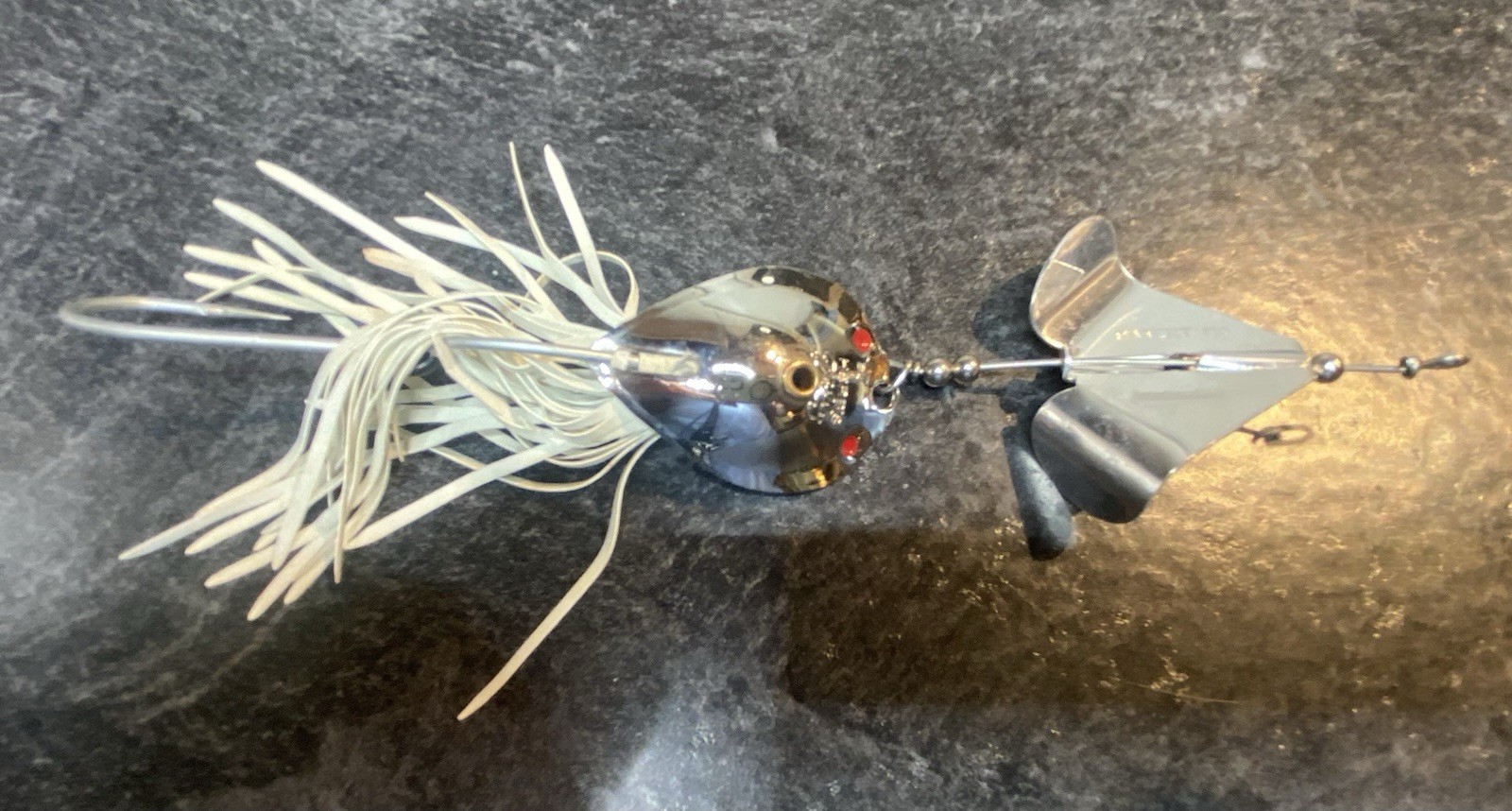 Vtg Lurh Jensen HERB'S Dilly BUZZ Chrome Spoon Buzzbait Topwater 5/8 Fish Lure - Image 1