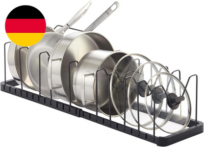 Yamazaki 3841 TOWER Ausziehbarer Topf- & Pfannenhalter, Schwarz, ABS Harz/Stahl,