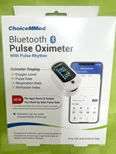 ChoiceMMed Bluetooth Digital Pulse Oximeter with Pulse Rhythm Free App White NEW