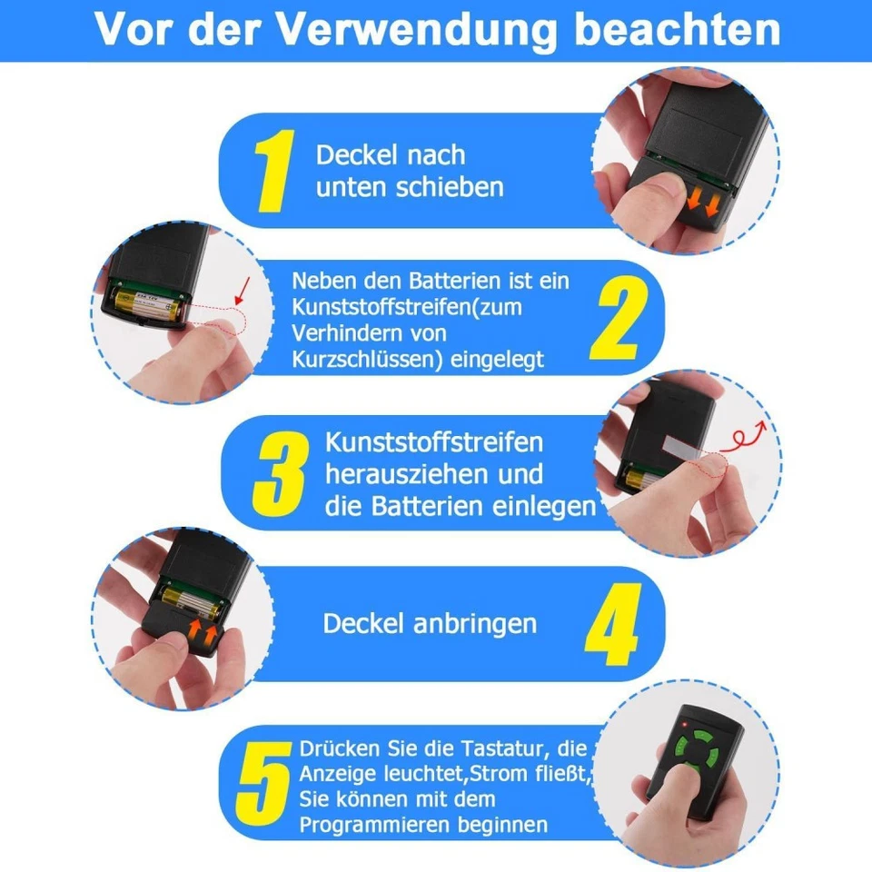 2X Garagentor Sender 26.995 MHz mit Grünen Tasten Funksteuerung für Torantrieb - Bild 3 von 4