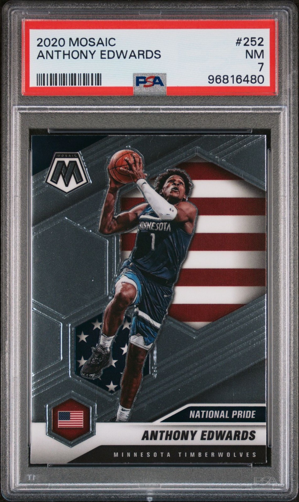 2020-21 Panini Mosaic - Anthony Edwards National Pride RC #252 PSA 7