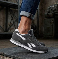 Image of Mens Reebok Classic Suede & Nylon Trainers All Sizes Grey White Retro RGGW001