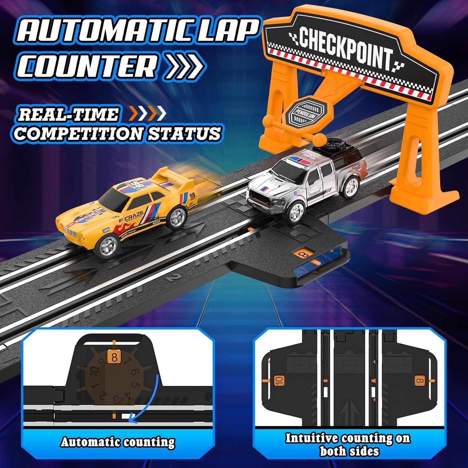 Slot Car Race Track Set Electric Powered Race Track Dual Racing Car Track Set