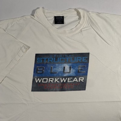 VTG 90s Structure Blue Workwear Promo T-Shirt Mens XL X-Large USA
