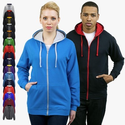 JUST HOODS - Unisex Varsity Kapuzensweatjacke 'JH053' S - XXL Zweifarbig & Solid