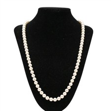 VINTAGE DESIGNER MIKIMOTO ~7MM AKOYA PEARL STRAND NECKLACE 14K YELLOW GOLD 