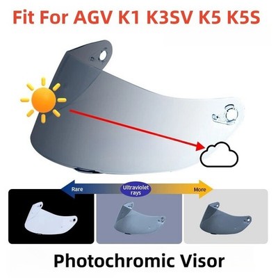 Photochromic Visor Lens Fit For For AGV K5 K5S K3SV K1 Motorcycle Helmet Shield