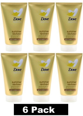 6 x DOVE 75mL GRADUAL SELF TAN FACE & BODY LOVE SUMMER REVIVE LIGHT TO MEDIUM