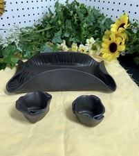 Hilborn Pottery Asparagus W/ 2 Small Guacamole Bowls