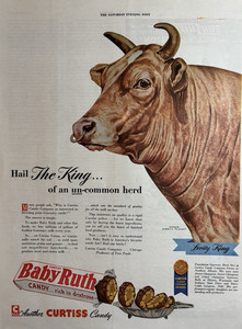1947 Curtiss Baby Ruth Candy The King Cow Herd Vlasaty Chicago VTG Print Ad