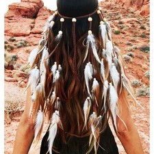 Boho Feather Headbands Hippie Gypsy Indian Hairbands Tassels Head Piece Costu...