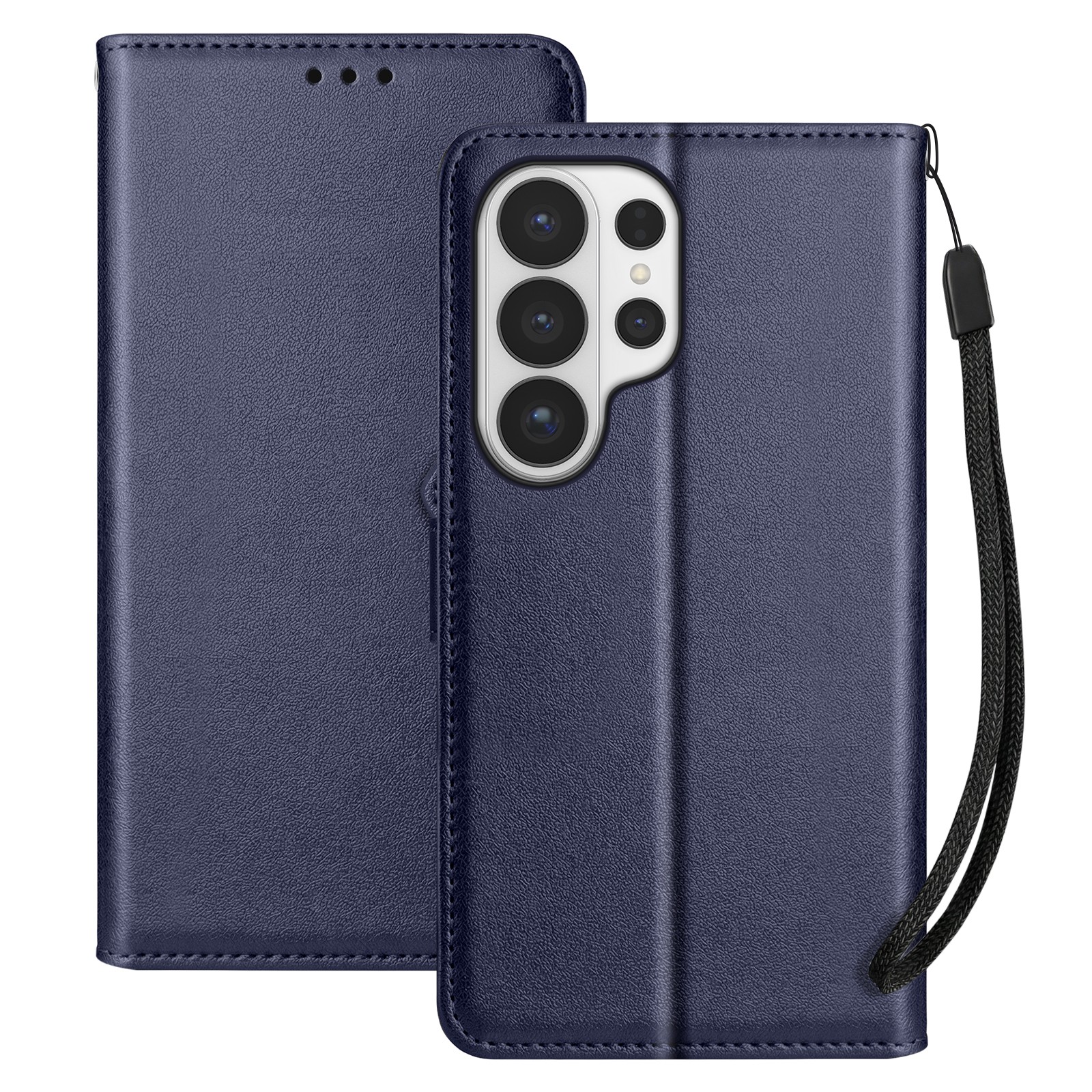 Étui portefeuille noir en cuir pour Galaxy S26 Ultra avec béquille