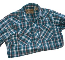 Wrangler Retro Western Shirt BOY XL 14-16 Plaid Sawtooth Pearl Snaps Cowboy