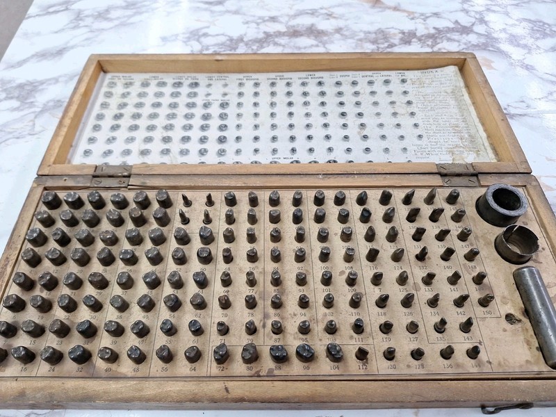 Antique Dental - Steel Dental Tooth Forms Crowns Set in Box - Medical Antique