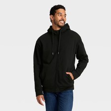 Men's High Pile Lined Fleece Hooded Full-Zip Sweatshirt - Goodfellow Co