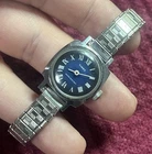 Vintage Timex Women’s Watch Blue Dial Roman Numerals Water Res. Running 5 1/2”