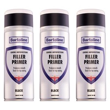 3x Bartoline Filler Primer Quick Drying Plastic Metal Wood Adhesion Black 400mL