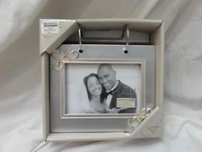 Fetco Home Decor 6x4'' ~ Hearts ~  Wedding Photo Flip Aged Metal NIB
