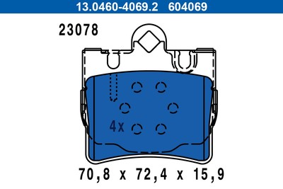 BREMSBELAGSATZ, SCHEIBENBREMSE FÜR MERCEDES-BENZ S-CLASS - ATE 13.0460-4069.2