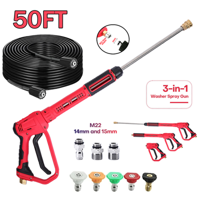 #ad 4000PSI High Pressure Power Washer Spray Gun Wand Lance Nozzle Tips Hose Kit M22 $23.98