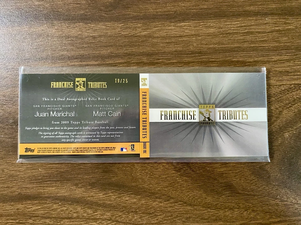 JUAN MARICHAL MATT CAIN 2009 Topps Tributo Franquicia Homenajes/25 Parche Automático Foto 2 de 2
