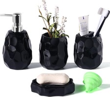 Ceramic Bathroom Accessories Set 4 PCS,Bathroom Toothbrush Holder Set,Soap and