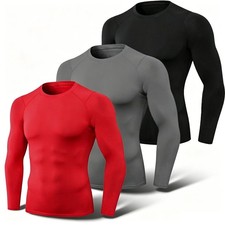 Long Sleeve Quick Dry Compression Shirt Tops Under Base Layer Tights for Men US