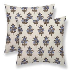 Pillow Covers 18 x 18 Inch Set of 2, 18" x 18" Pack of 1 Brown Blue Floral