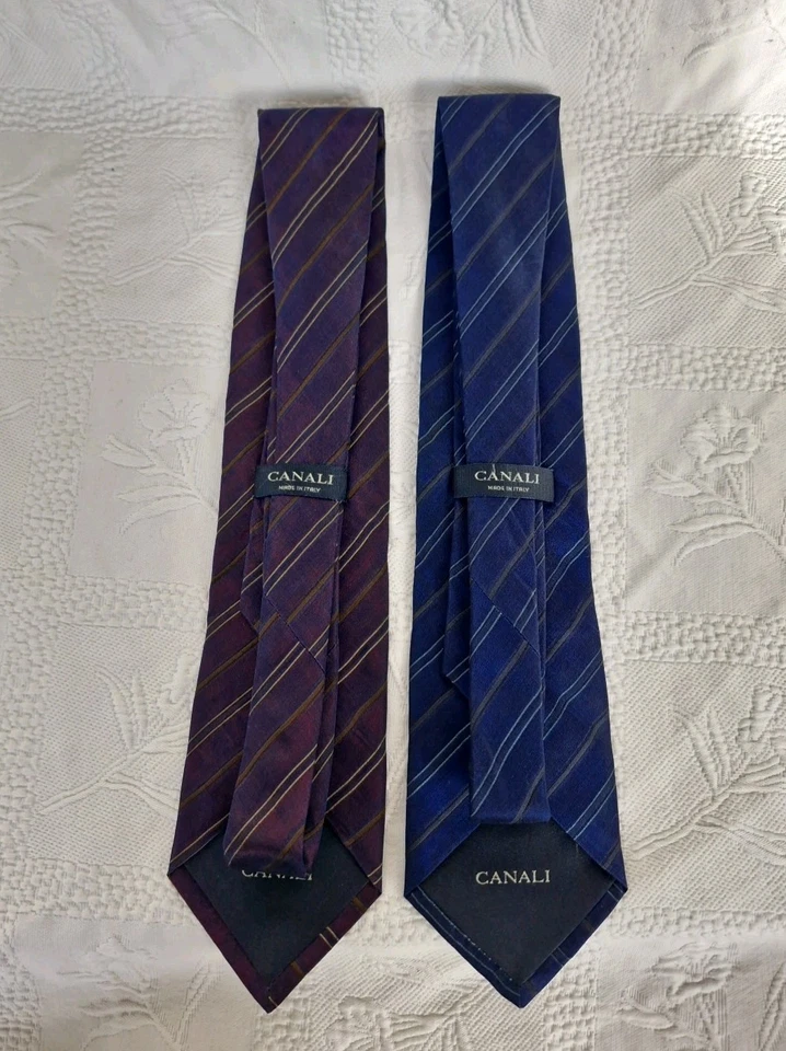 Canali Lot Of 2 Mens Textured Silk Ties Multi Coloured Striped Patterns. Classic - Image 2 of 4